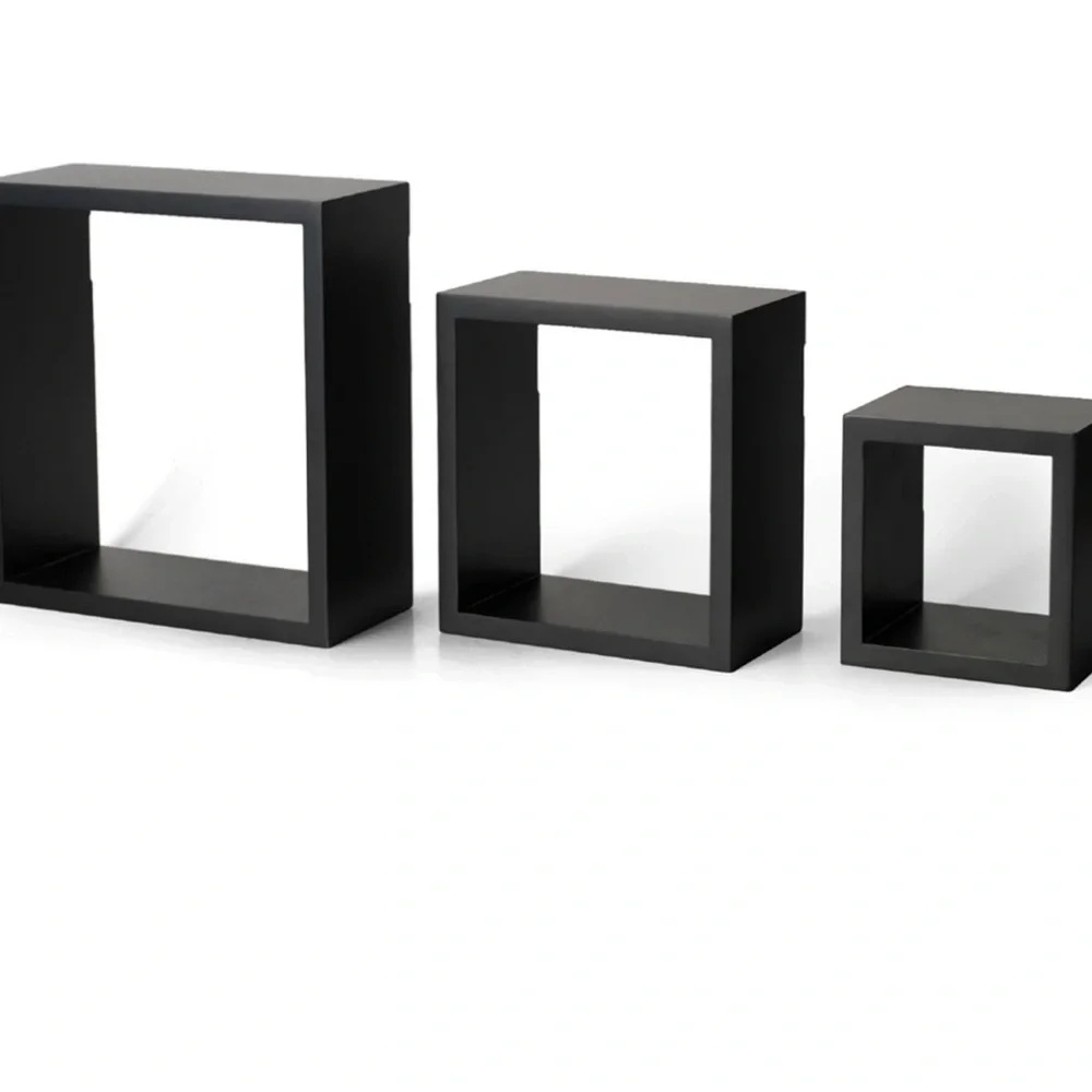 Black Cube Wall Shelves Set of Three